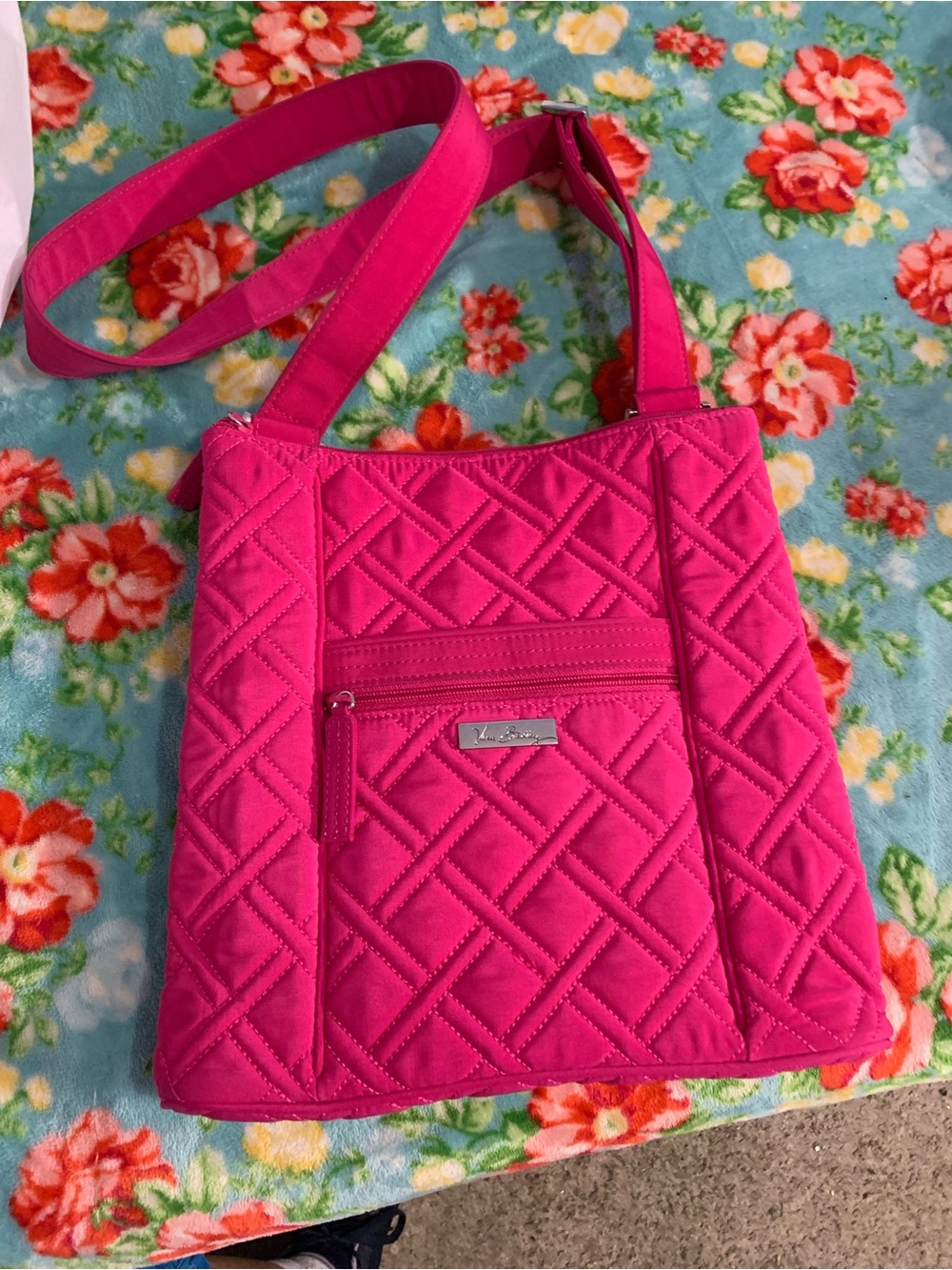 Vera Bradley Fuchsia Pink Quilted Hipster Crossbody Bag